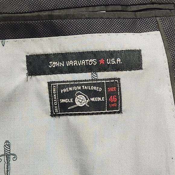John Varvatos Solano Mens Blazer 46L US‎ Black Sport Jacket Dagger Buttons - Picture 4 of 10